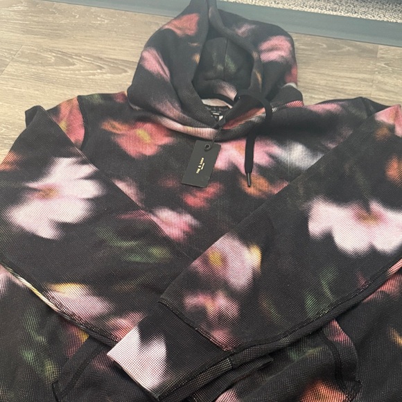 rag & bone Other - Rag & Bone Black Hoodie with Floral Accents NEW limited sweatshirt top shirt